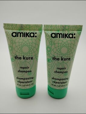 2 Amika the kure Repair Shampoo Travel Tubes 40ML Total